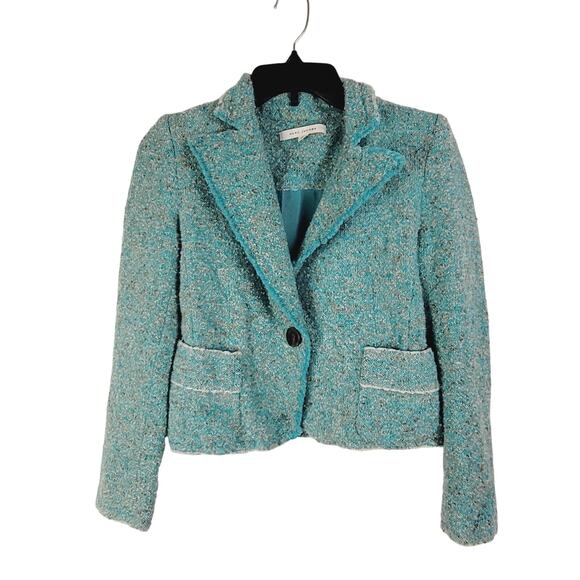 Marc Jacobs womens speckled blue wool tweed blazer jacket size 6 - Picture 1 of 11